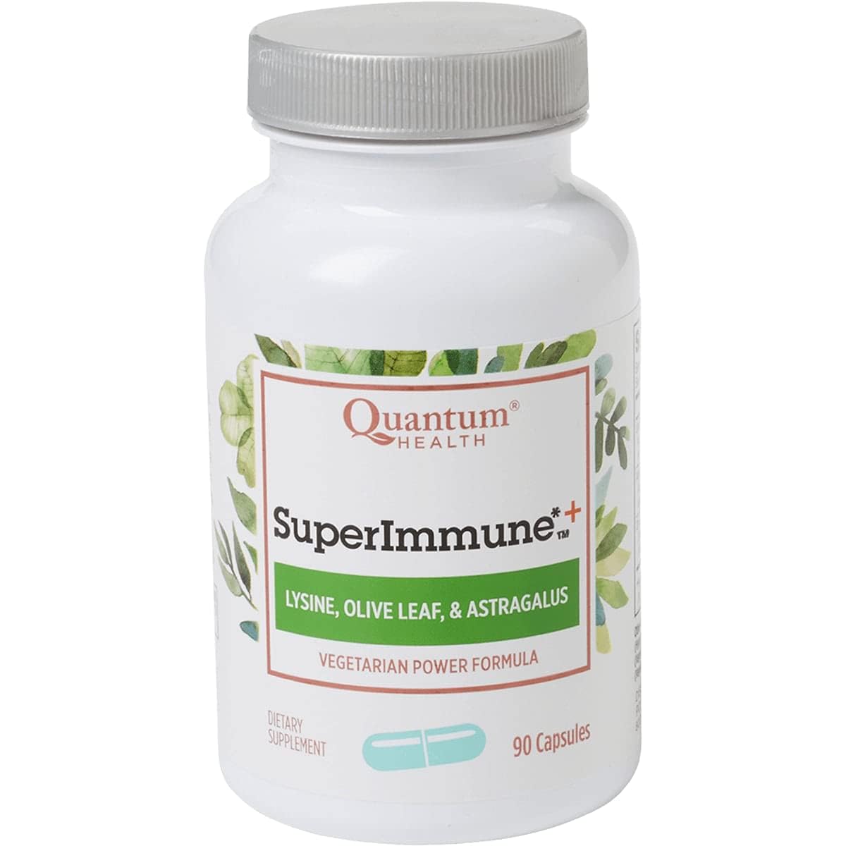 Quantum Super Immune Plus Lysine capsules bottle, daily immune support option.