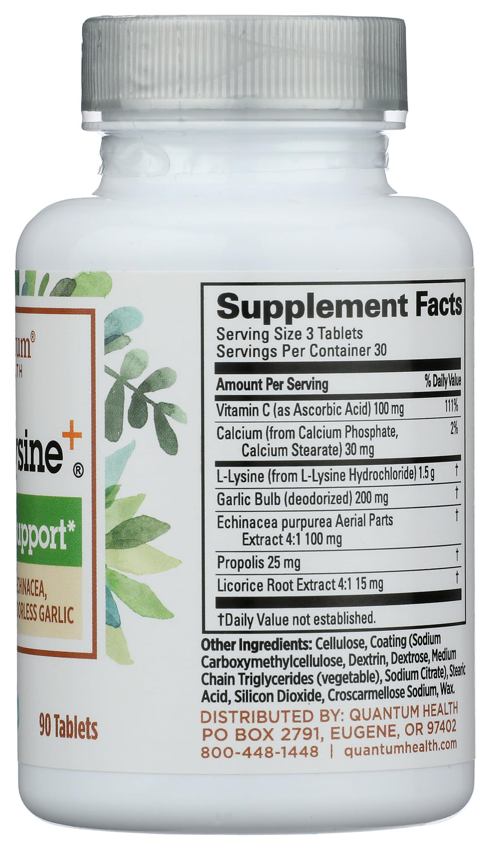 Quantum Super Lysine Tabletas, paquete abierto mostrando 90 tabletas, compra informada