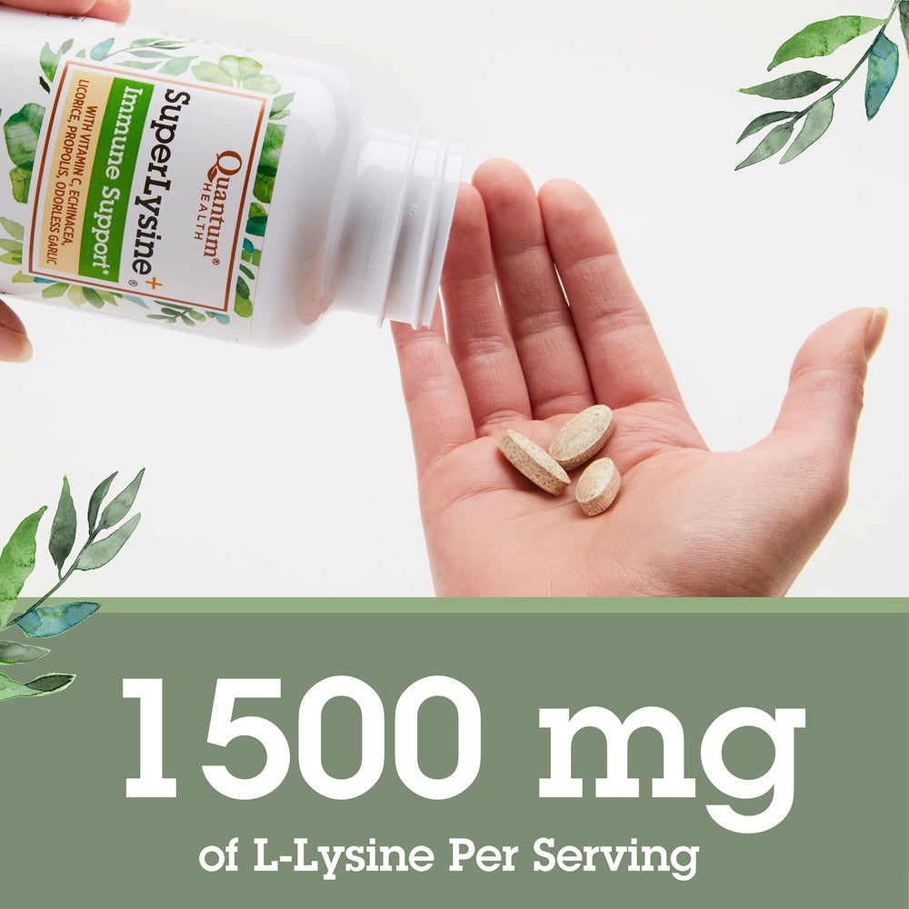 Quantum etiqueta de ingredientes resaltando lisina y vitamina C