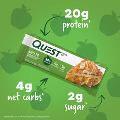Quest Apple Pie barra cortada mostrando interior y proteína visible