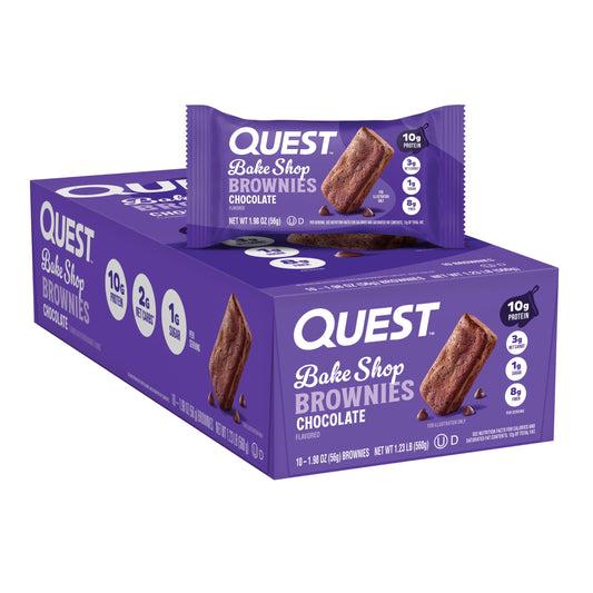 Quest brownie pack frontal mostrando el empaque y conveniencia