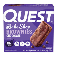 Quest envase frontal mostrando la caja y beneficio de proteína en porción