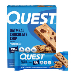 Quest barra frente del empaque muestra información nutricional y sabor