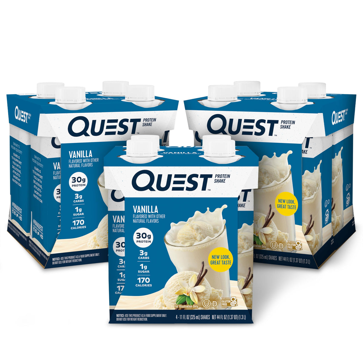 Quest batido vainilla frontal mostrando botella y beneficio práctico