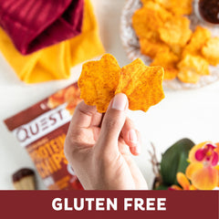 Quest chips BBQ etiqueta nutricional mostrando 19 g proteína y datos clave