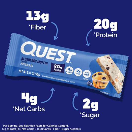 Quest primer plano de textura tipo muffin con migas, placer y proteína