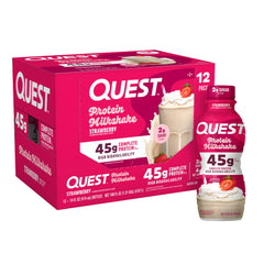 Quest botella frontal mostrando diseño y beneficio proteína alto