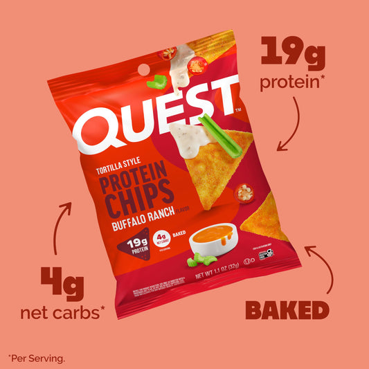 Quest bolsa abierta con chips visibles y beneficio de saciar