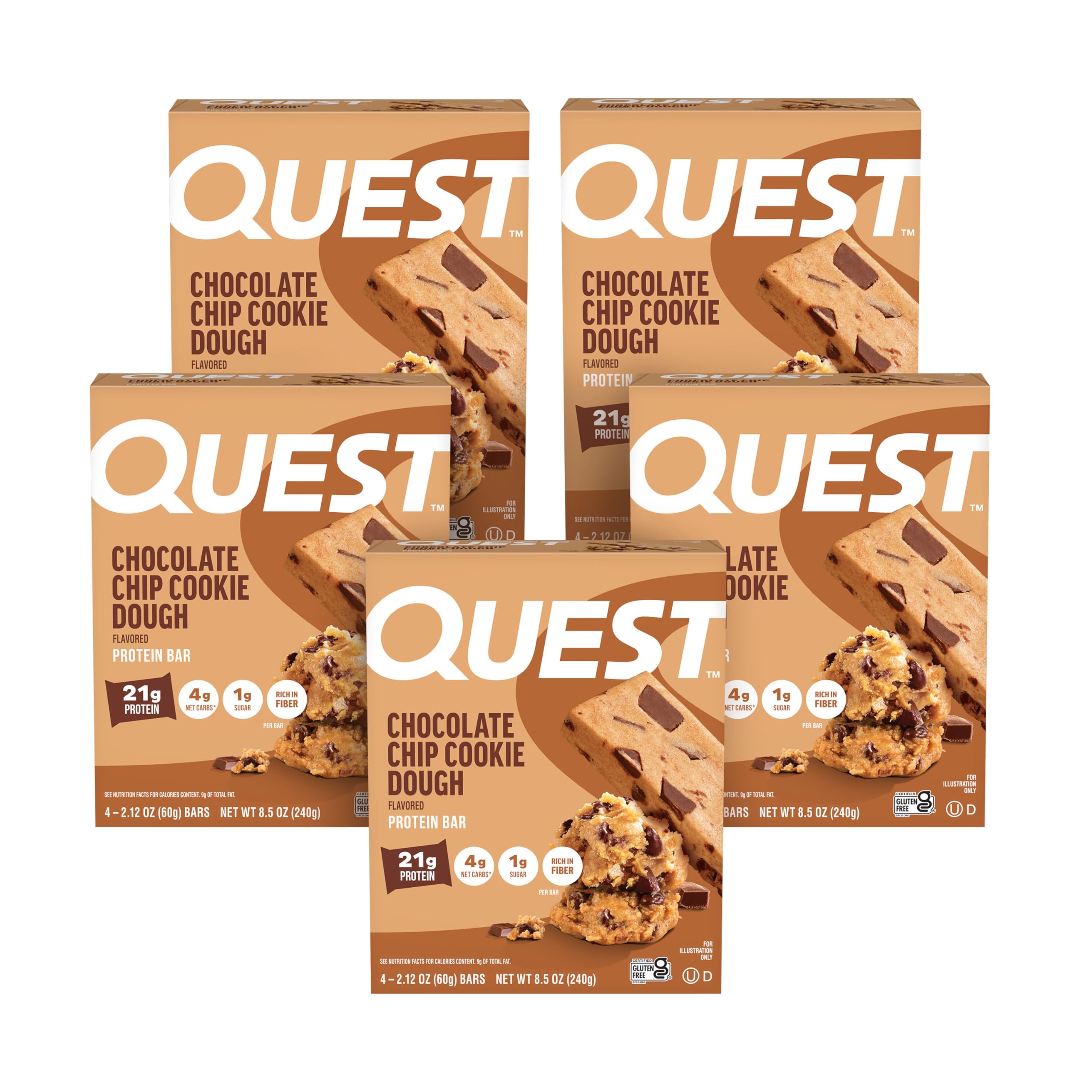 Quest vista frontal del paquete de 12 barras con diseño atractivo y beneficio de proteína alta