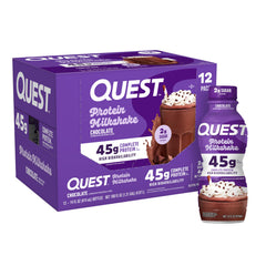 Quest botella frontal chocolate mostrando diseño y beneficio práctico