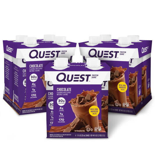 Quest botella frontal con etiqueta visible y sabor chocolate, conveniencia inmediata