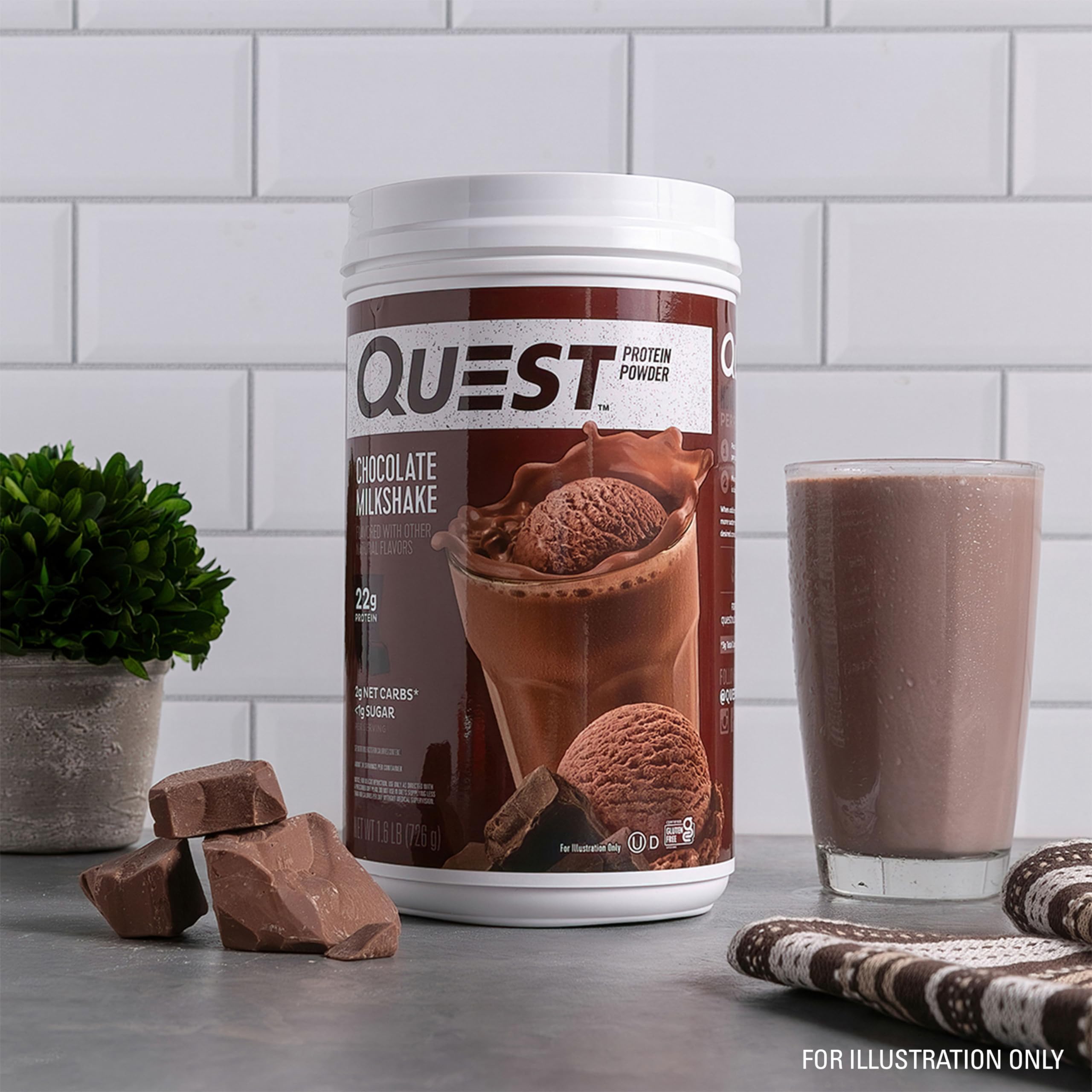Quest etiqueta nutricional enfocada en 2 g carbohidratos netos y <1 g azúcar