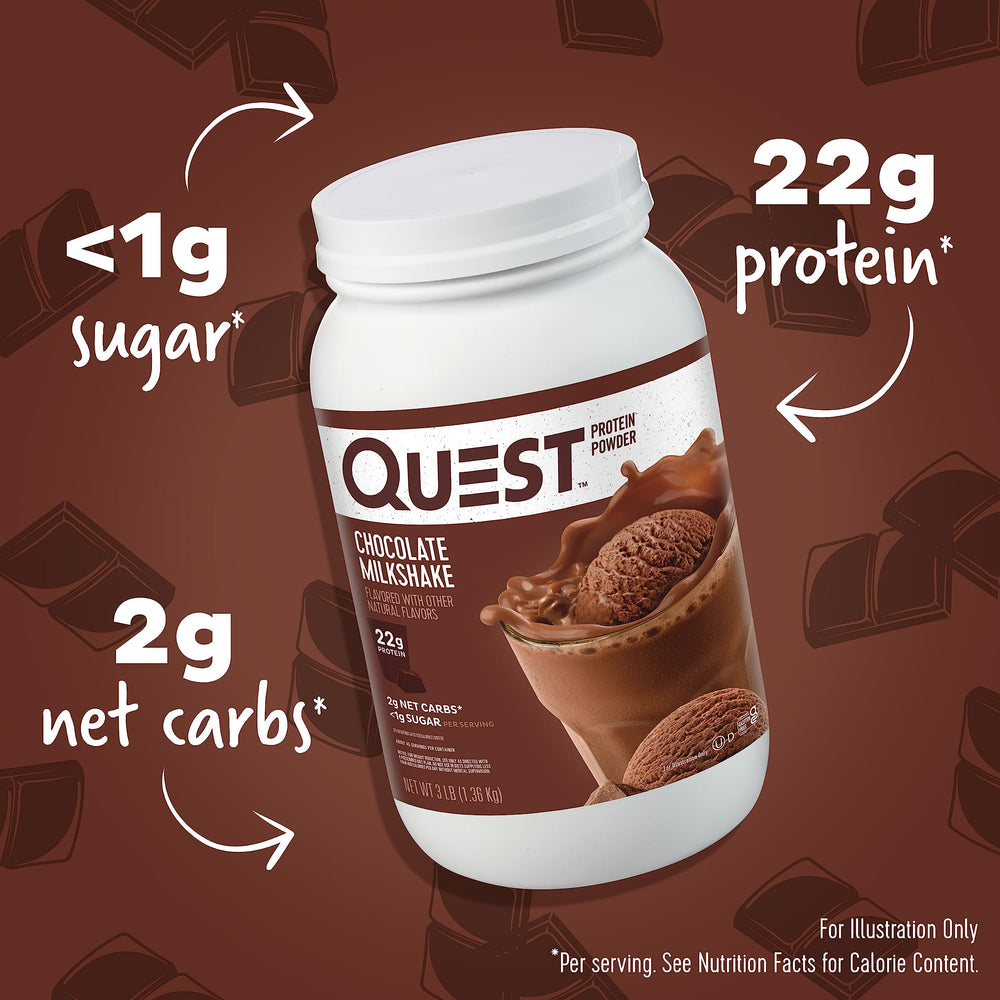 Quest polvo chocolate textura cercana, demuestra solubilidad y cremosidad
