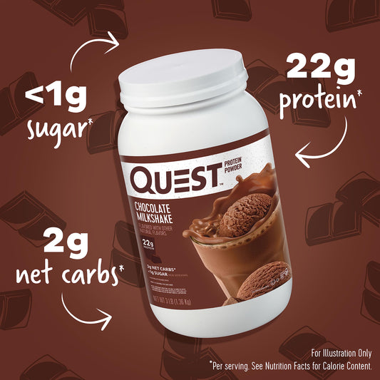 Quest polvo chocolate textura cercana, demuestra solubilidad y cremosidad