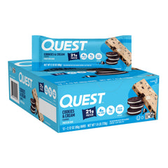 Quest packaging frontal mostrando sabor y 21 g de proteína como beneficio