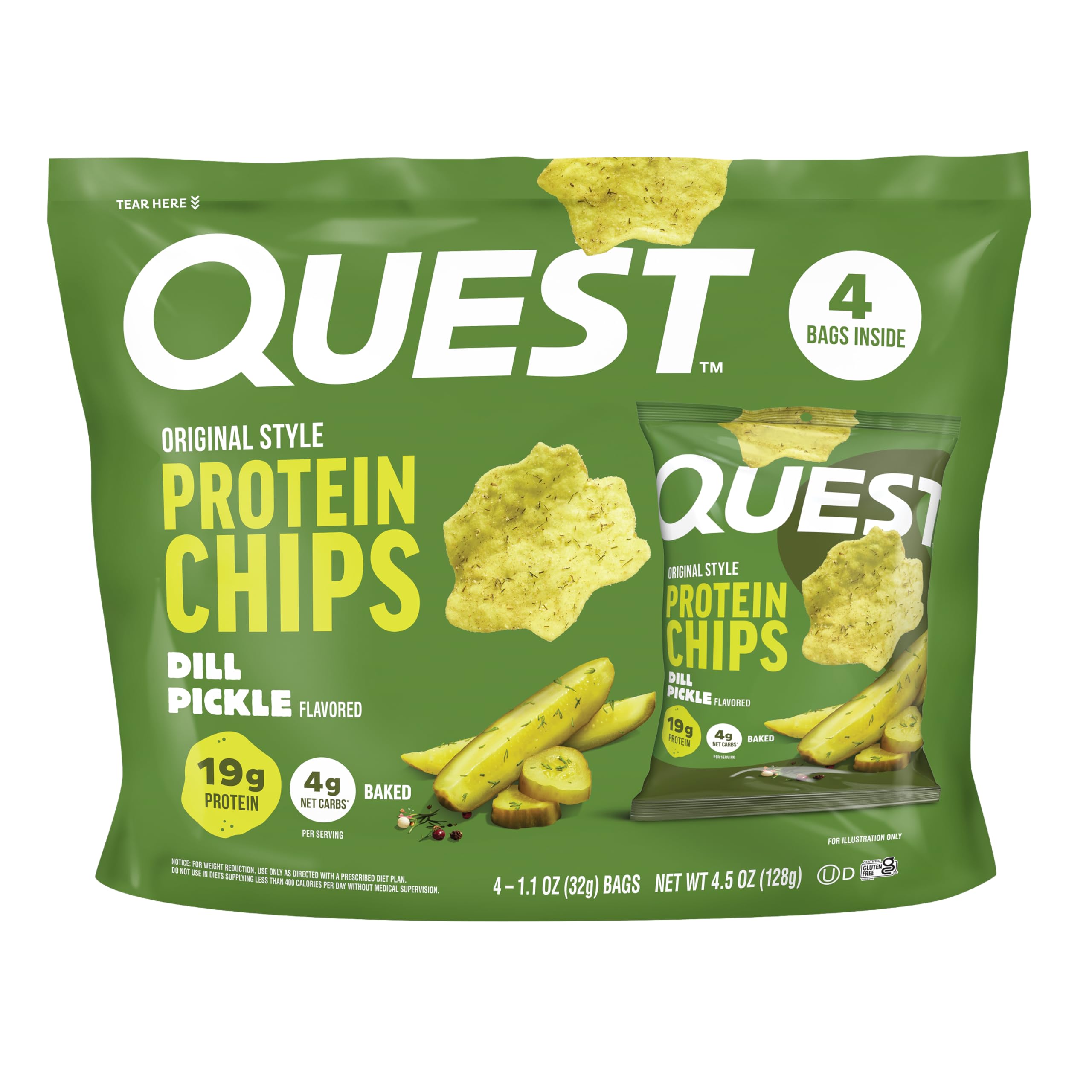 Quest paquete frontal mostrando diseño y beneficios para snack alto en proteína