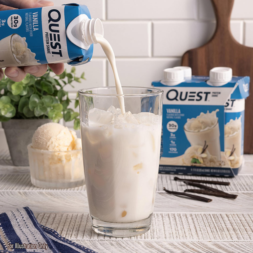 Quest etiqueta nutricional clara con datos de proteína y carbohidratos