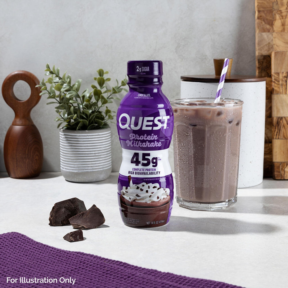 Quest etiqueta nutricional enfocada, información de proteína clara