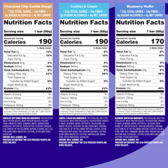 Quest etiqueta nutricional visible con información de proteínas, transparente y clara