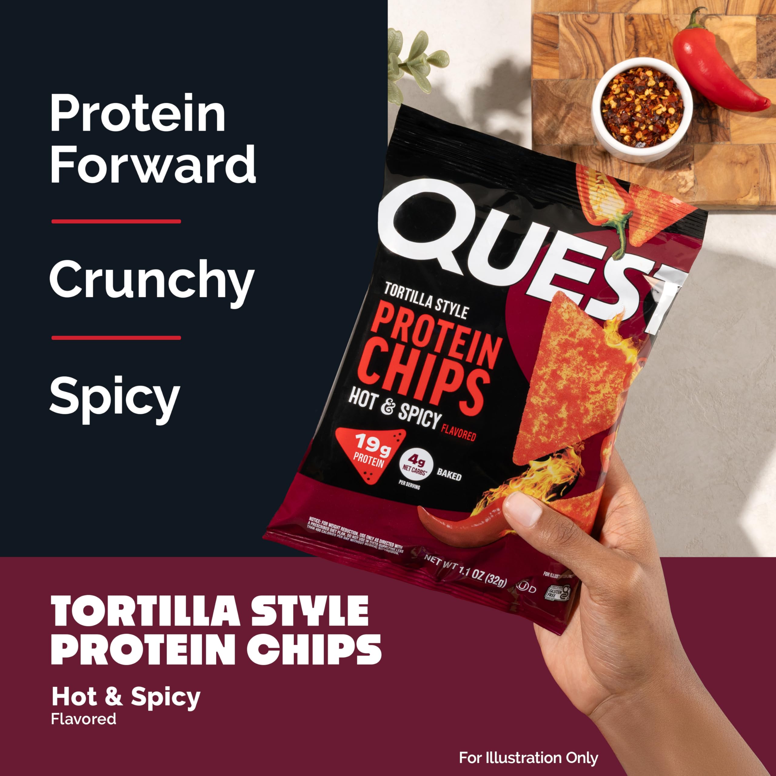 Quest primer plano de textura crujiente de la chip, muestra su intenso crocante