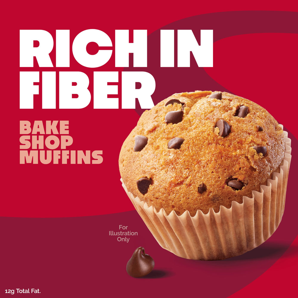 Close-up de chips de chocolate en Quest muffin resaltando sabor intenso