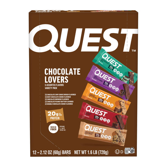 Quest pack frontal chocolate lovers mostrando variedad y conveniencia