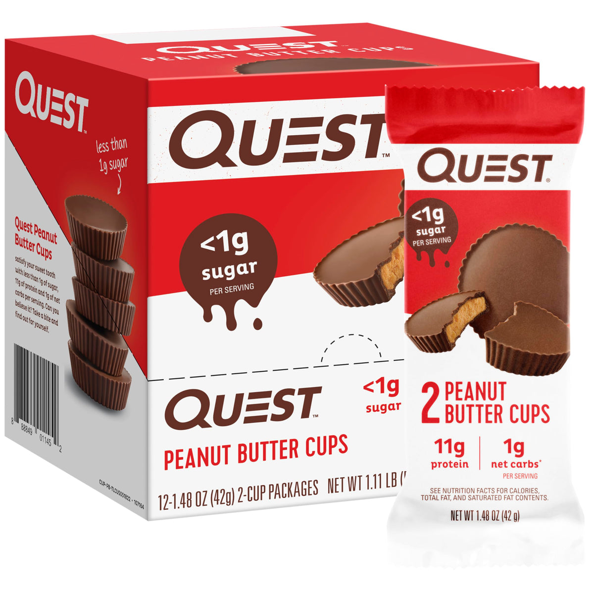 Quest envase frontal mostrando pack de 12 con beneficios de proteína