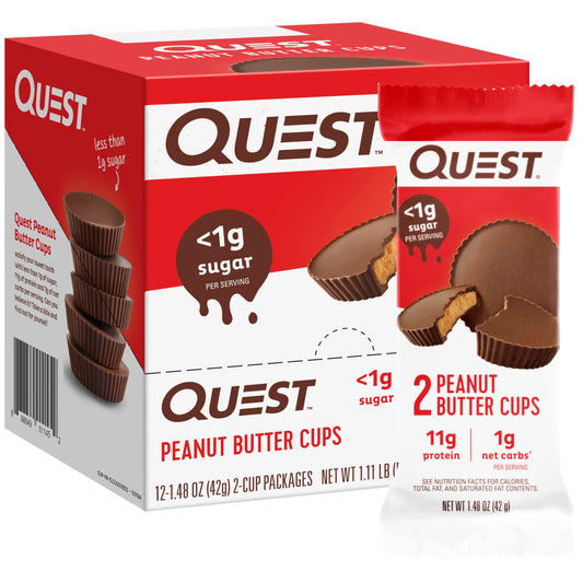 Quest envase frontal mostrando pack de 12 con beneficios de proteína