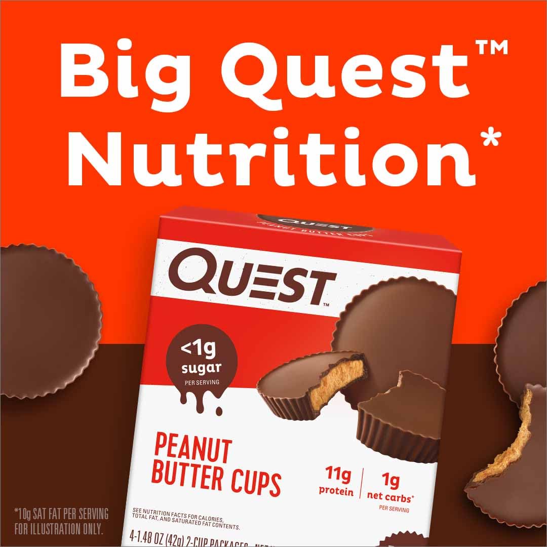 Quest dos cups sin envolver mostrando relleno cremoso y porción controlada