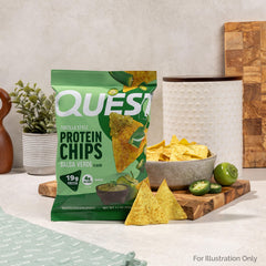 Quest etiqueta nutricional mostrando 19 g de proteína por porción
