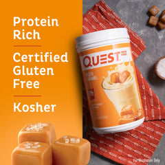 Quest batido preparado Salted Caramel en vaso listo para beber, satisfacción rápida