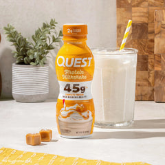 Quest etiqueta nutricional clara con información de proteínas y azúcares