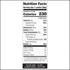 Quest galleta snickerdoodle etiqueta nutricional legible con macros clave