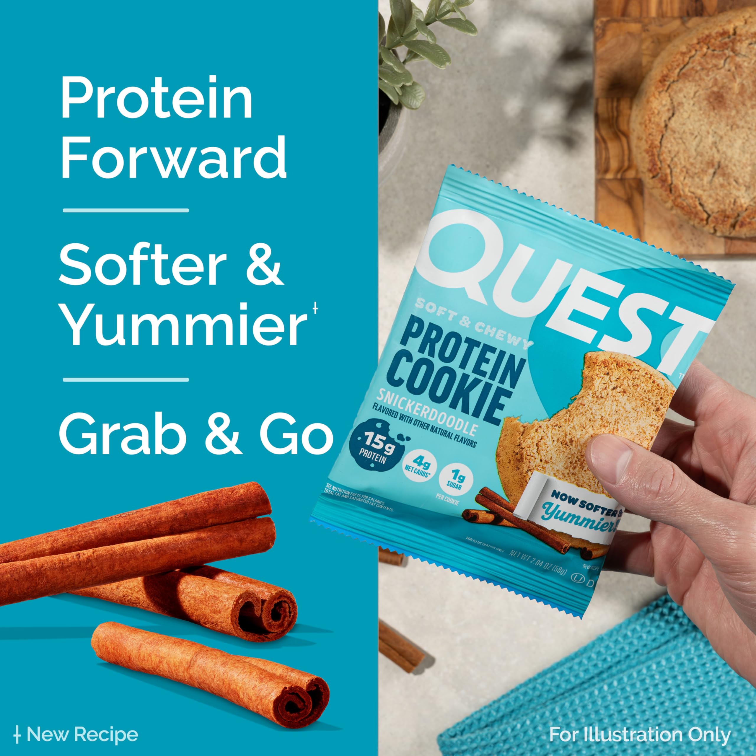Quest galleta snickerdoodle textura interna esponjosa y atractiva