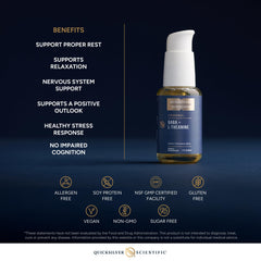 Quicksilver Scientific etiqueta con lista de ingredientes y concentración clara
