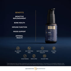 Quicksilver detalle de la etiqueta con ingredientes y concentración por dosis