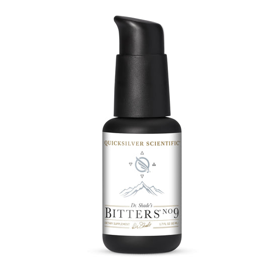 Quicksilver Dr. Shade's Bitters No. 9 bottle front view supports digestive comfort.
