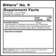 Quicksilver Dr. Shade's Bitters No. 9 primer plano de textura liposomal, absorción rápida