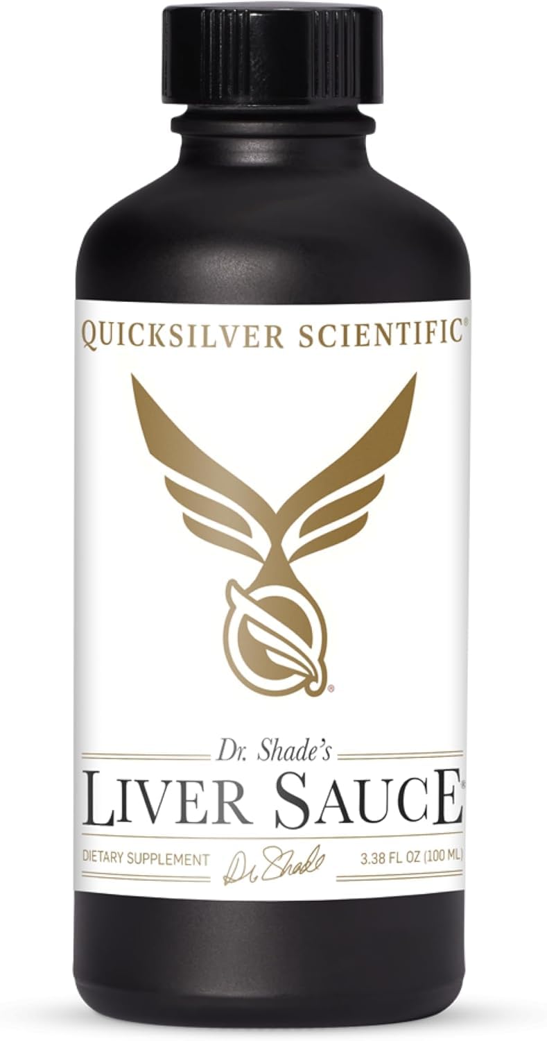 Quicksilver Scientific bote frontal mostrando etiqueta y beneficio soporte hepático