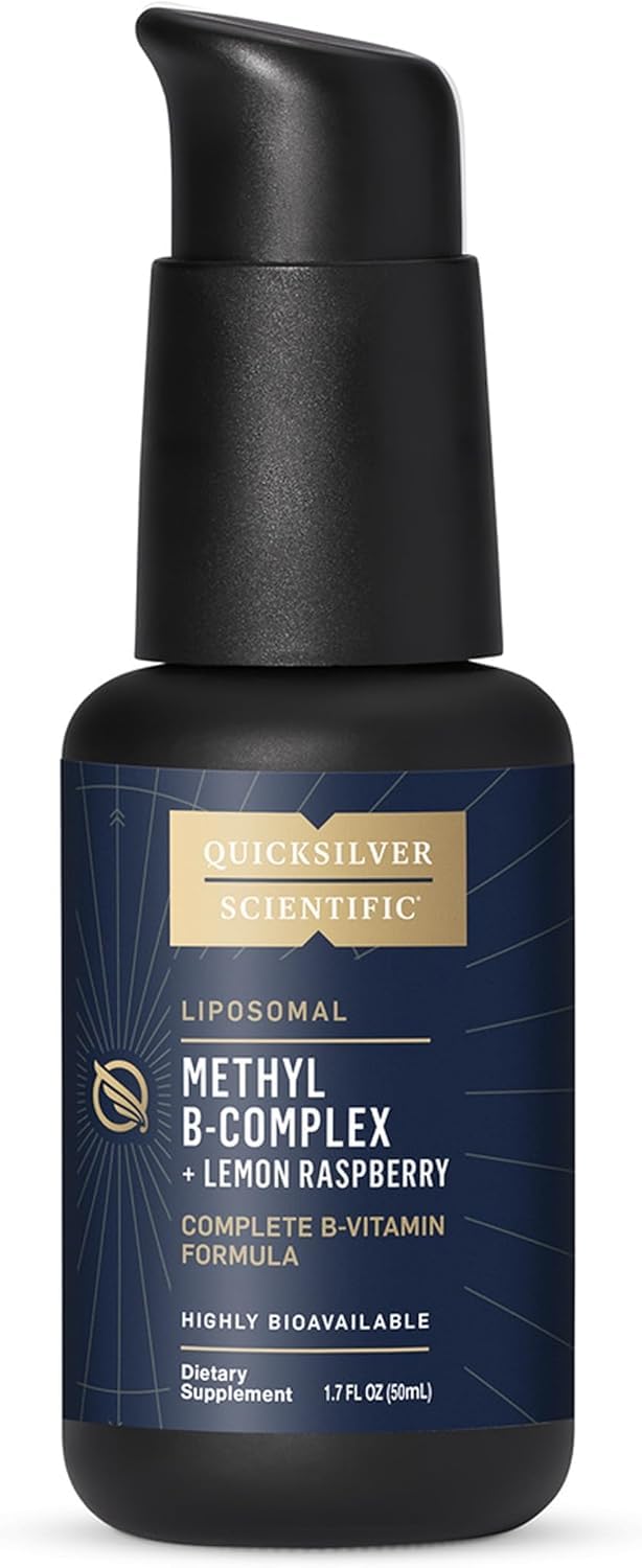 Quicksilver Scientific Methyl B Complex frontal mostrando la etiqueta y tamaño, facilita elección informada