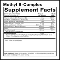 Quicksilver Scientific Methyl B Complex detalle de la textura líquida clara, indica absorción liposomal rápida