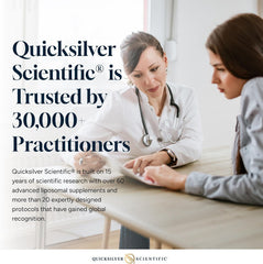 Quicksilver Scientific etiqueta del sobre indicando minerales y beneficios