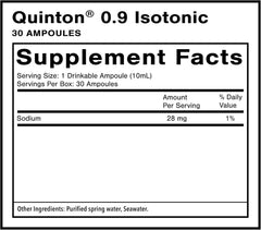 Detalle del líquido Quinton en ampolla mostrando claridad y pureza del producto