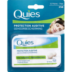 Quies tapones de cera paquete frontal, compacto y práctico para protección cómoda