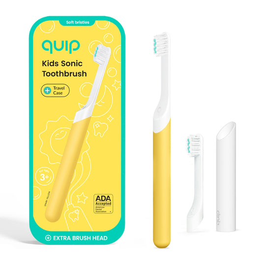 Quip cepillo infantil amarillo vista frontal para motivar el cepillado