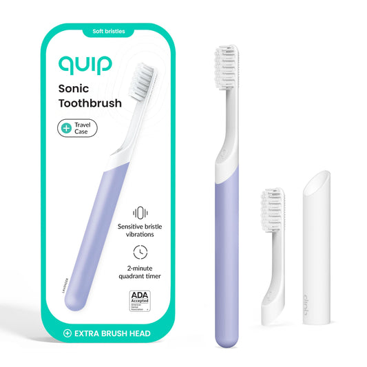 Quip cepillo frontal lavanda mostrando diseño y ergonomía