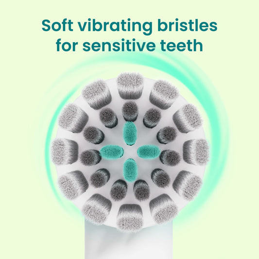quip primer plano de cerdas dual-length que mejora limpieza interdental