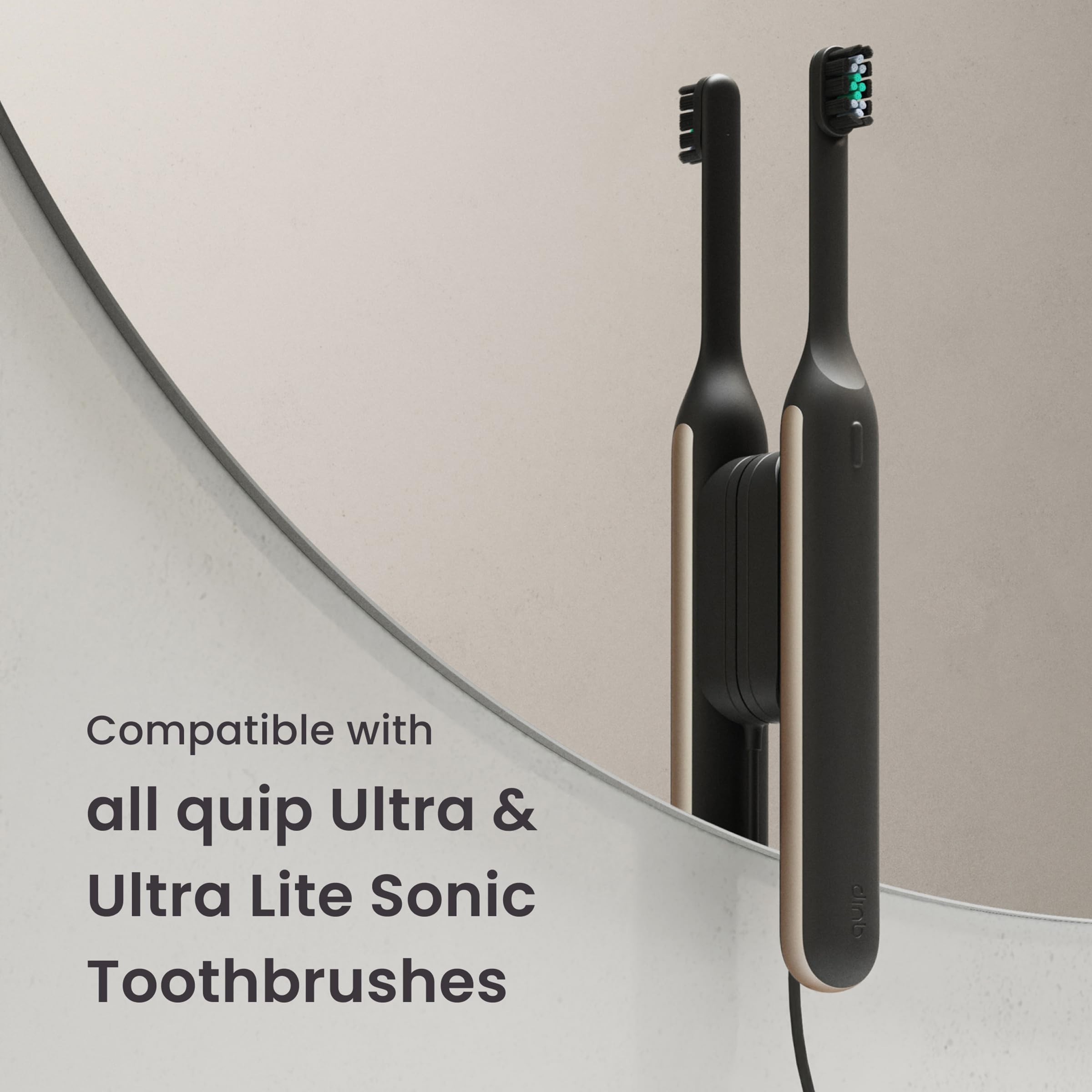 quip cabezal junto a una mano mostrando tamaño compacto y fácil manejo