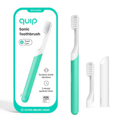 Quip vista frontal del cepillo verde mostrando diseño y beneficios de uso