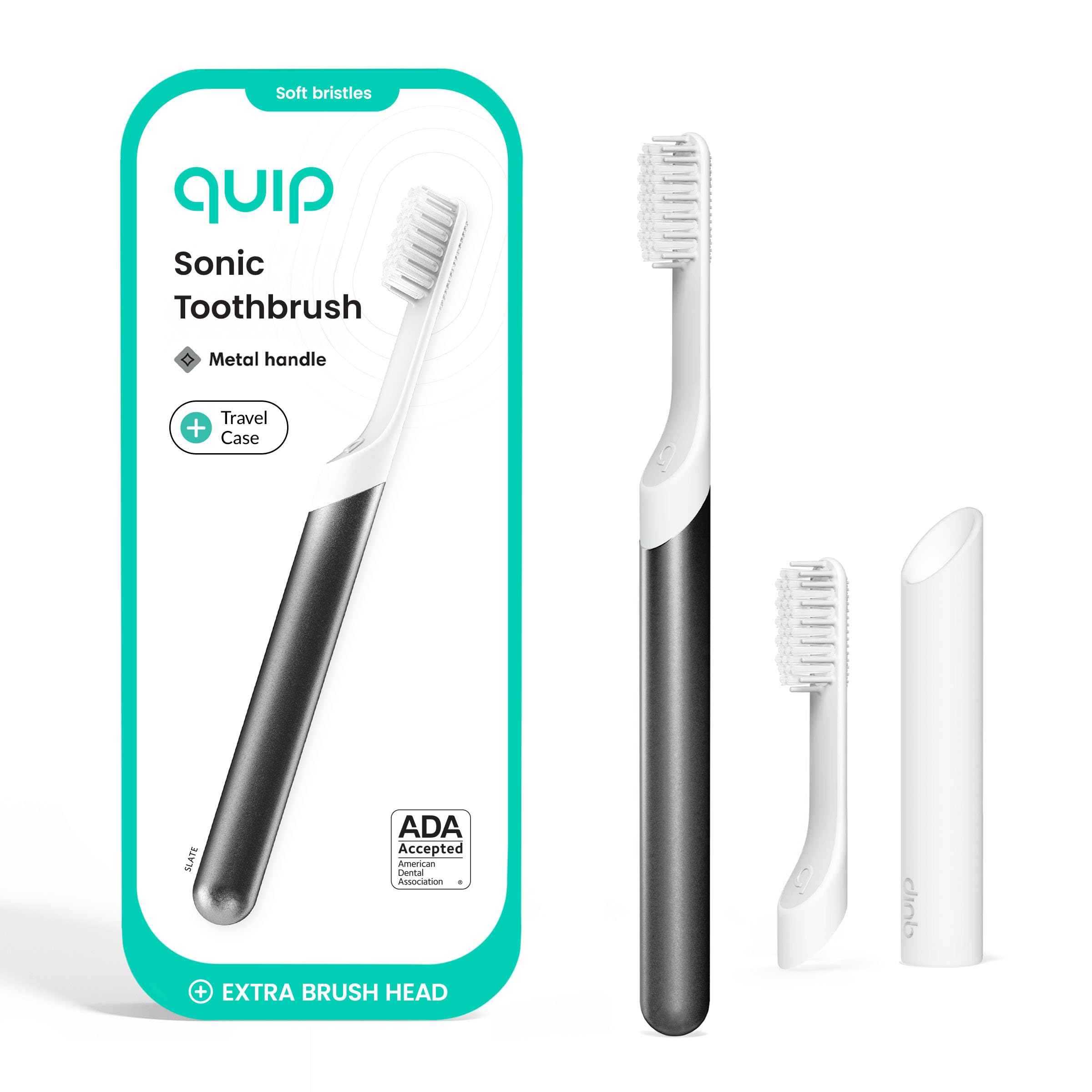 Quip mango metálico frontal mostrando diseño elegante y fácil agarre